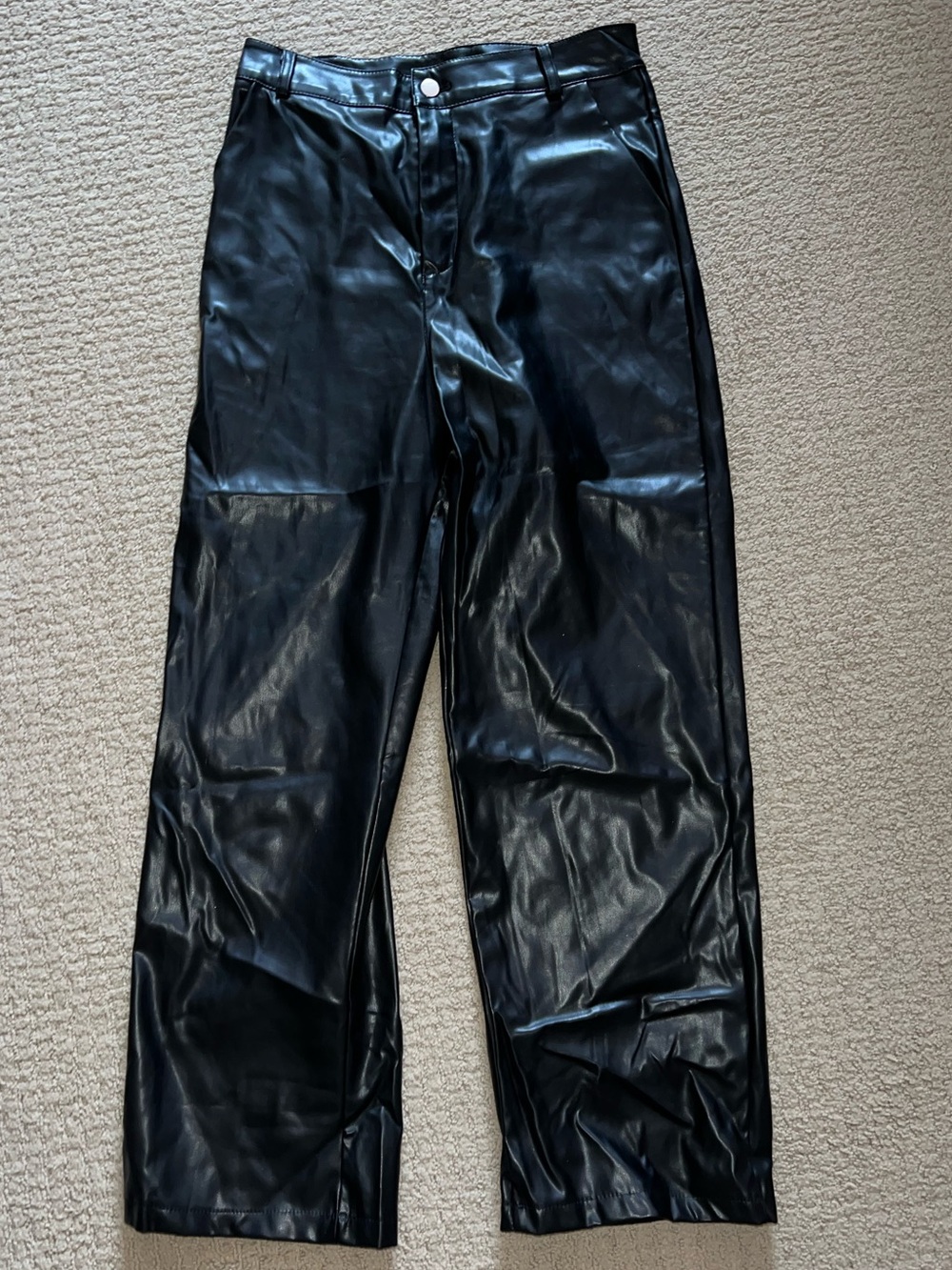 Black Faux Leather Pants - Classic Straight Fit